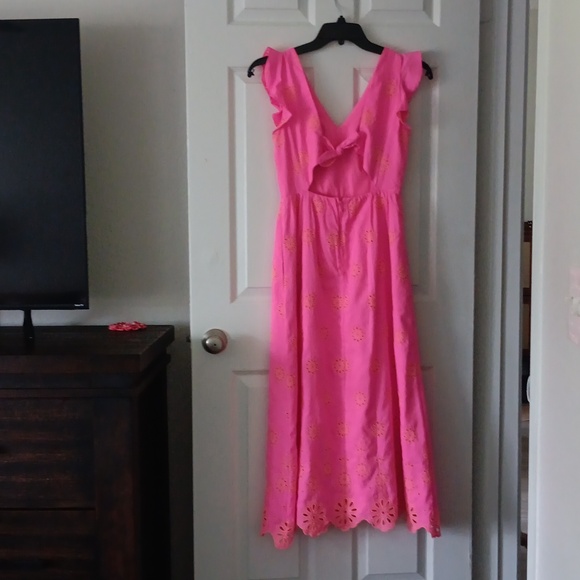 Lilly Pulitzer Lillyanne Midi Dress in Aura Pink Days Bloom Eyelet Sz 00 - Picture 3 of 7